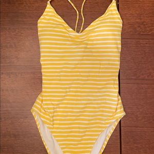 Yellow and white one peace swimsuit aerie